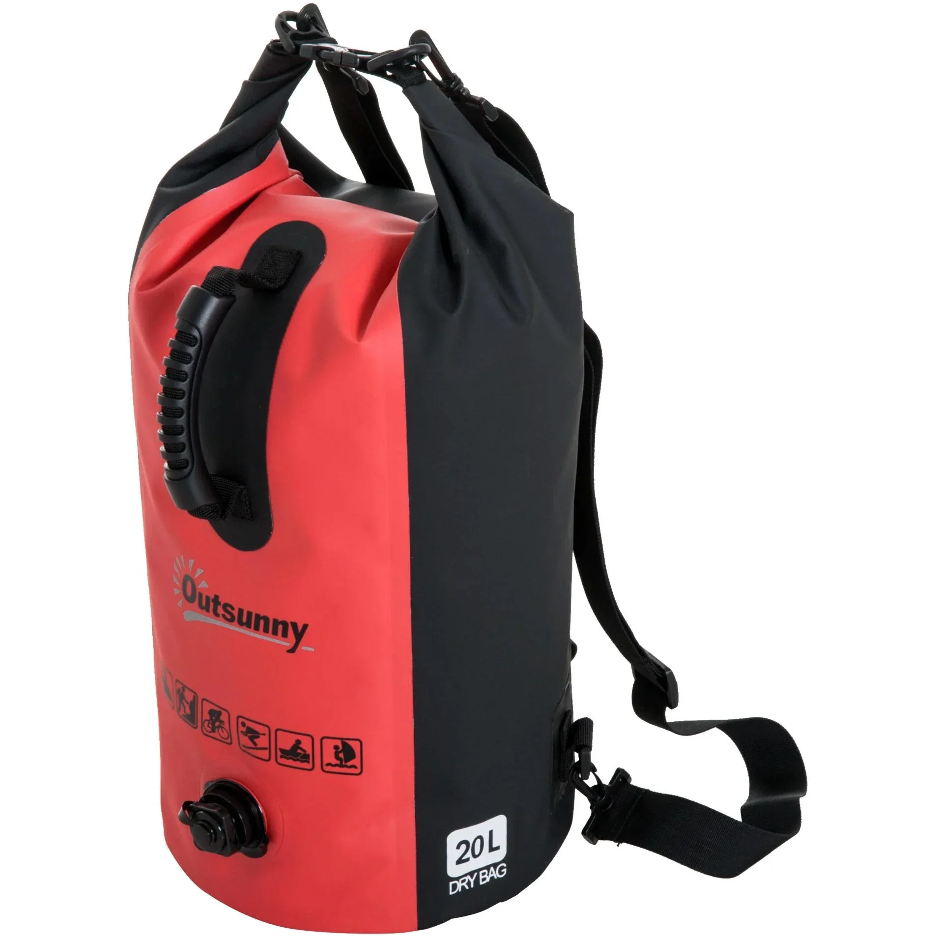 Wasserdichter Rucksack Tasche Beutel Packsack mit Handybeutel 20L Rot - 4