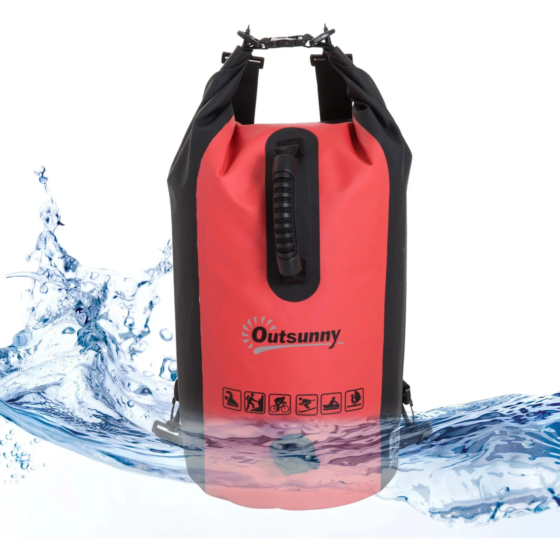 Wasserdichter Rucksack Tasche Beutel Packsack mit Handybeutel 20L Rot - 6