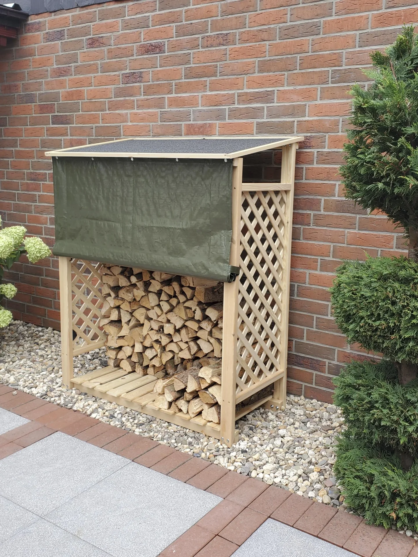 Kaminholzregal "Speyer" natur mit Wetterschutz - 2