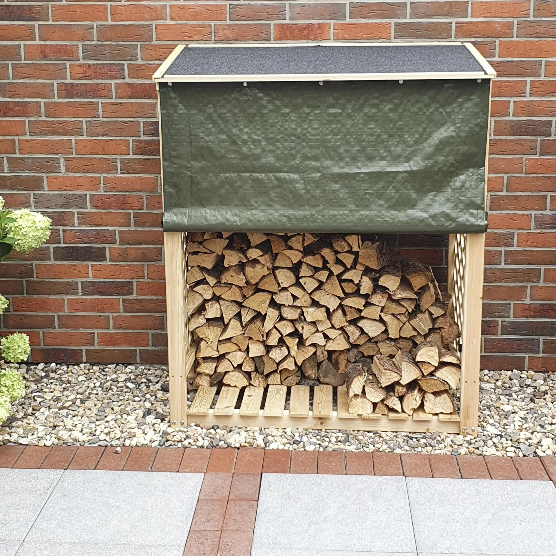 Kaminholzregal "Speyer" natur mit Wetterschutz - 3