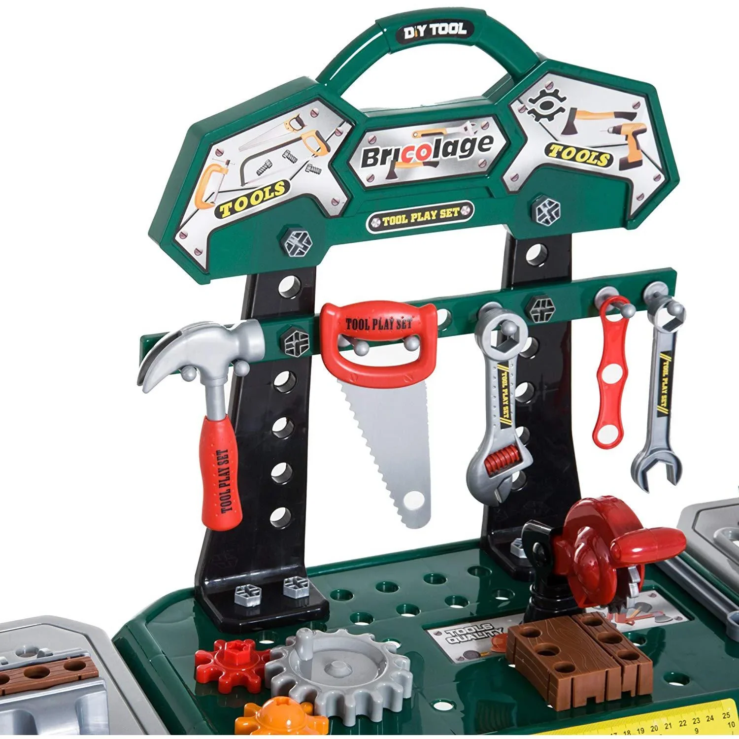 Kinder Arbeitstisch Werkbanktisch mit 121 Zubehör Rollenspiel Grün - 2
