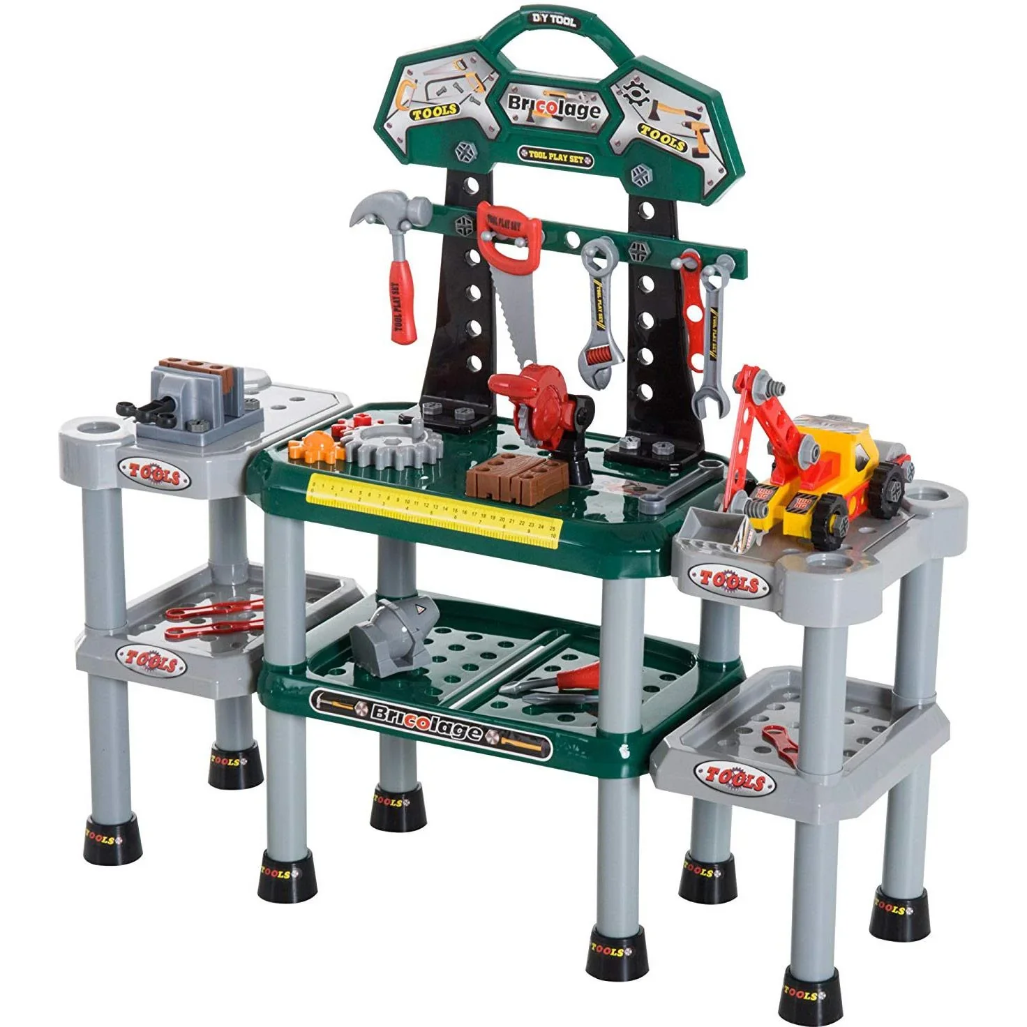 Kinder Arbeitstisch Werkbanktisch mit 121 Zubehör Rollenspiel Grün - 4