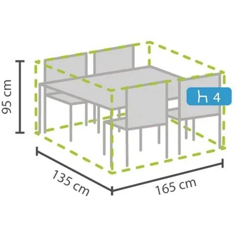 Schutzhülle für Rectangular Garden Set - 165 x 135 x 95 cm - 0