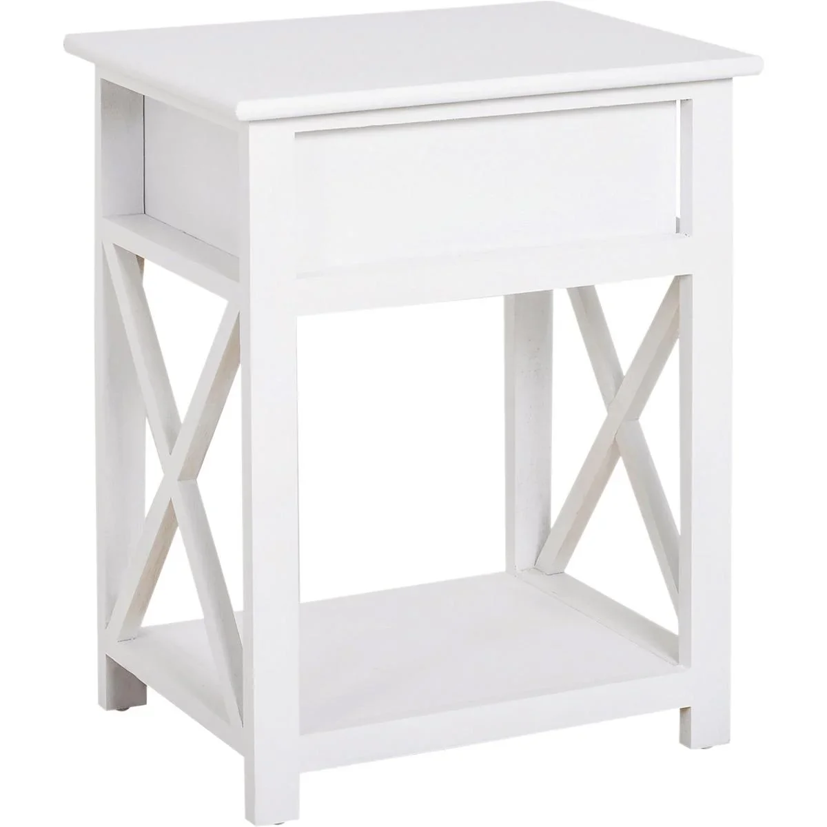 Beistelltisch mit Schublade weiß - 1