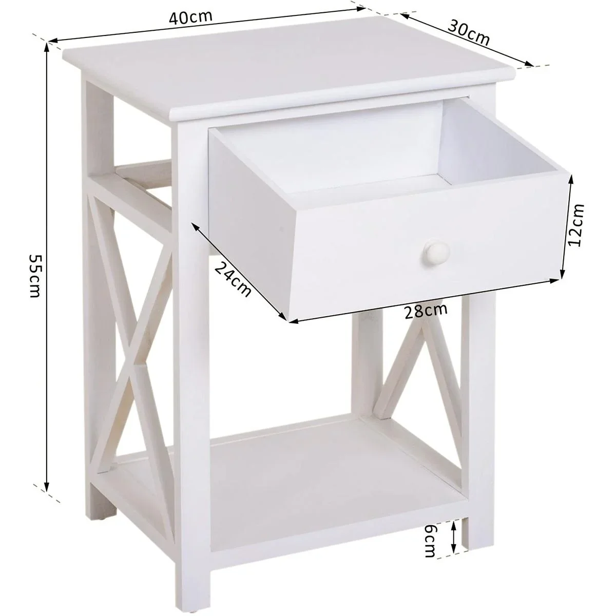 Beistelltisch mit Schublade weiß - 3