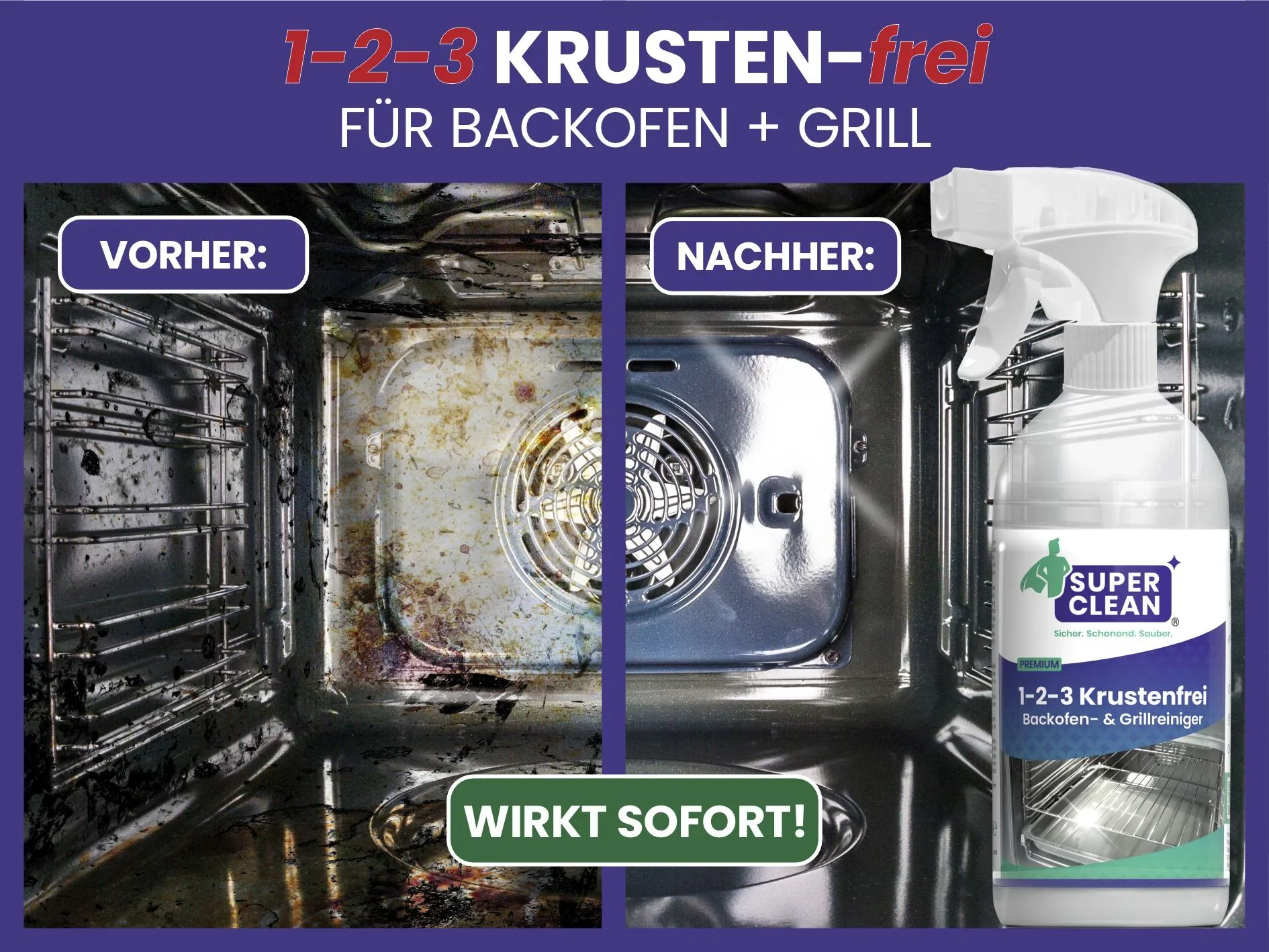 Grill- und Backofenreiniger "1-2-3 KRUSTEN-frei", 0,5 Liter - 1