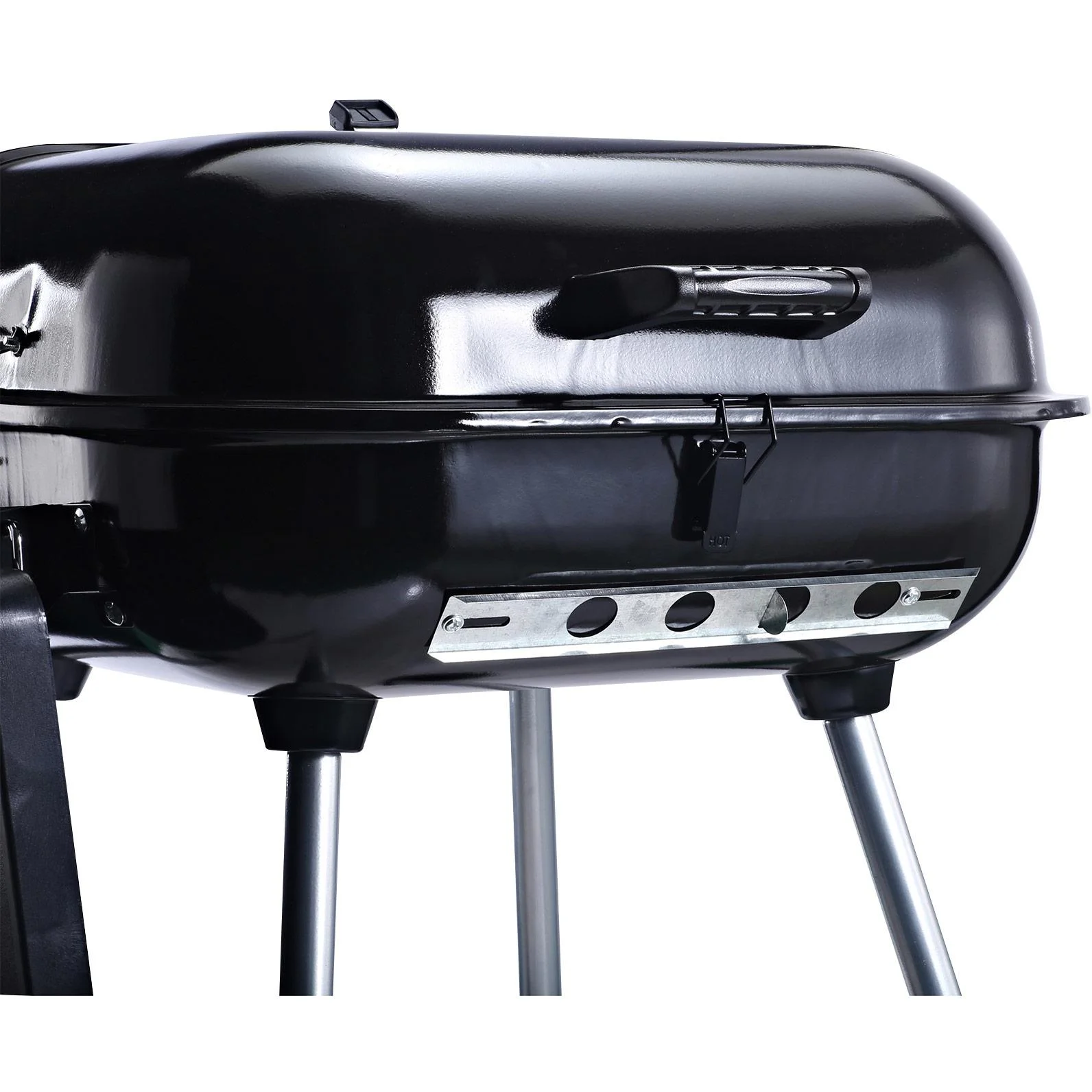 Kohlegrill Grillwagen Standgrill mit Windschutz 2 x Ablagefach Metall Schwarz 96 x 61 x 83 cm - 0