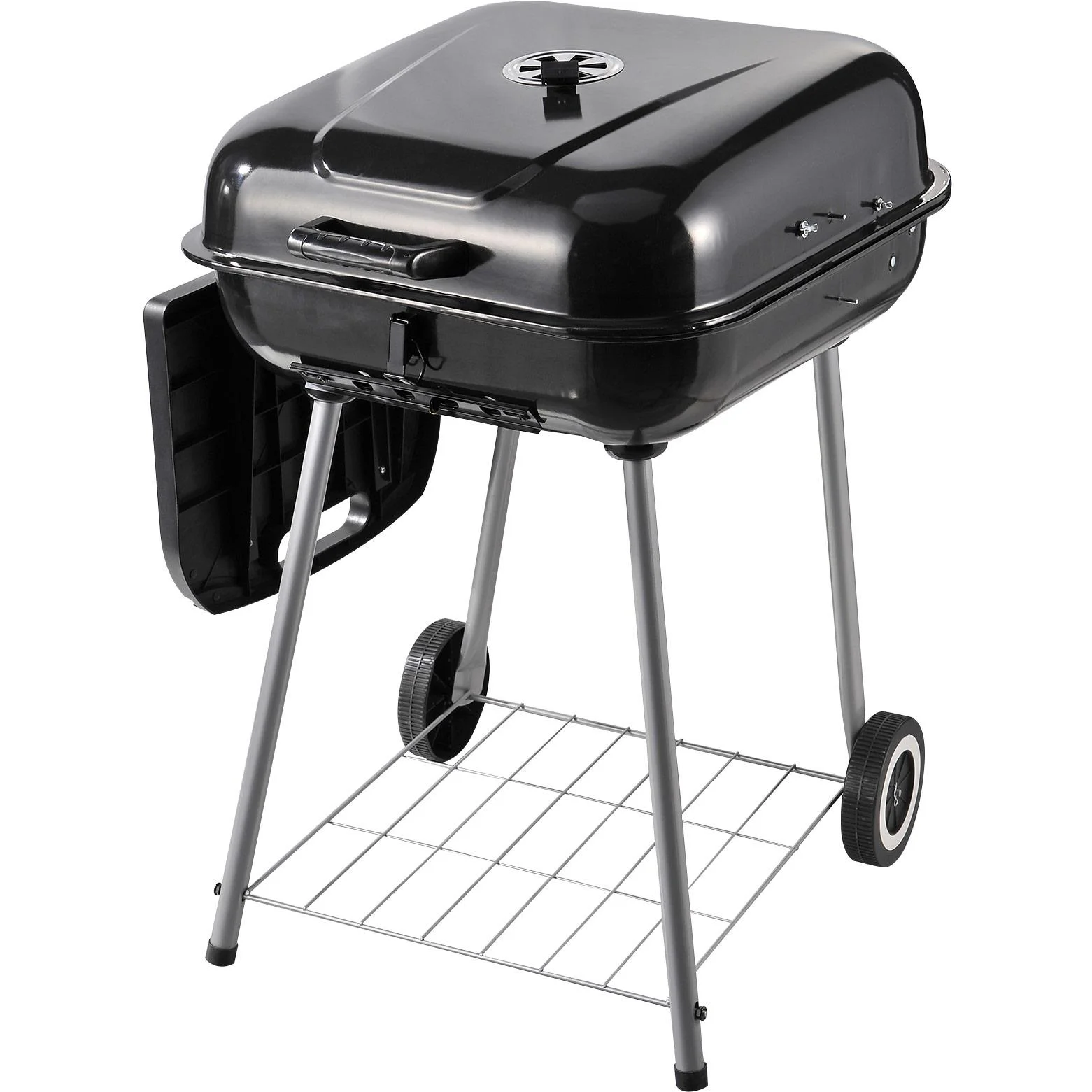 Kohlegrill Grillwagen Standgrill mit Windschutz 2 x Ablagefach Metall Schwarz 96 x 61 x 83 cm - 4