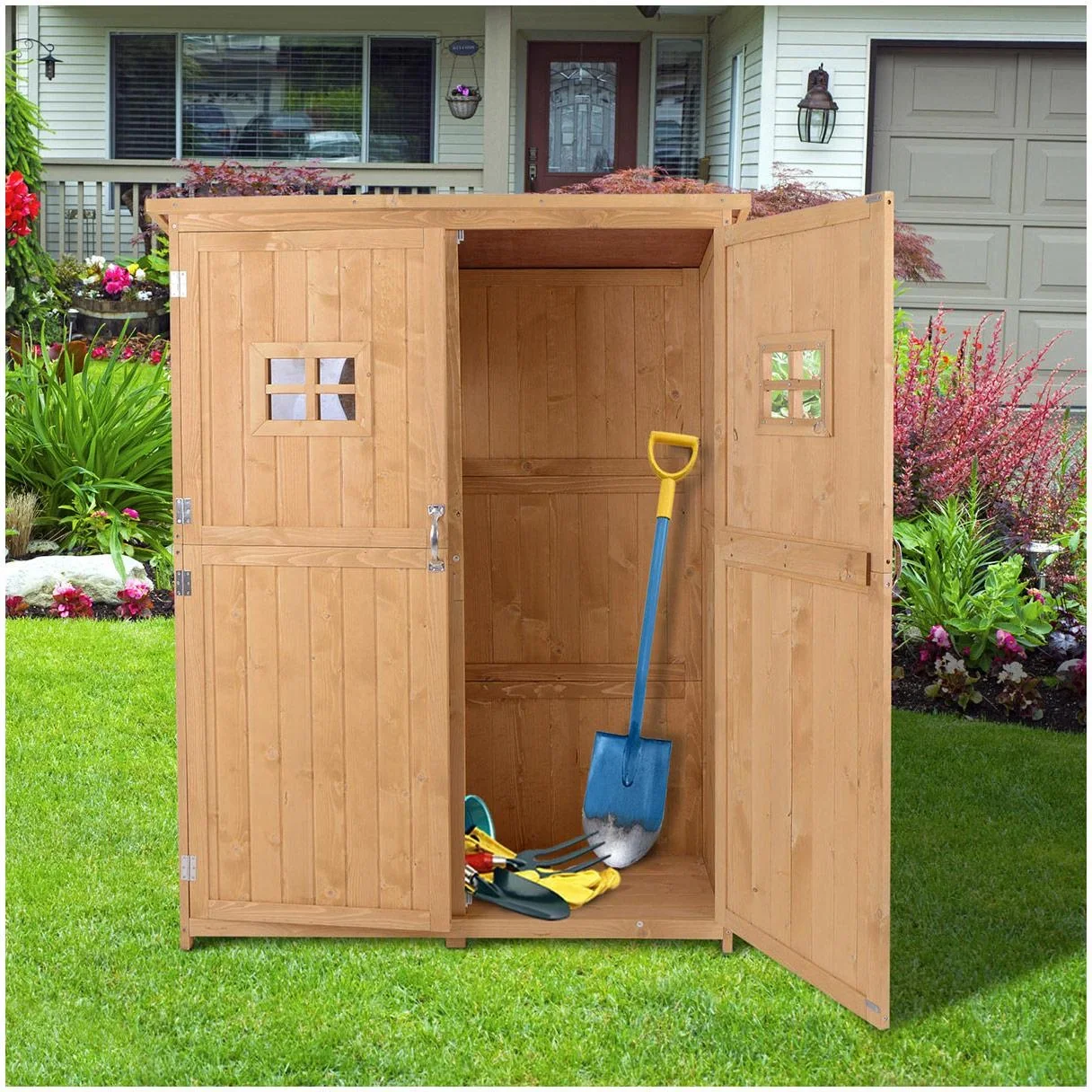 Geräteschuppen Gerätehaus Gerätehaus Natur 127,5x50x164cm - 5