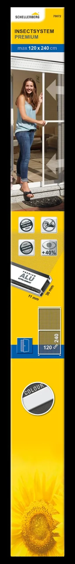 Fliegengitter-Schiebetür, Farbe weiß, 120 x 240 cm - 2