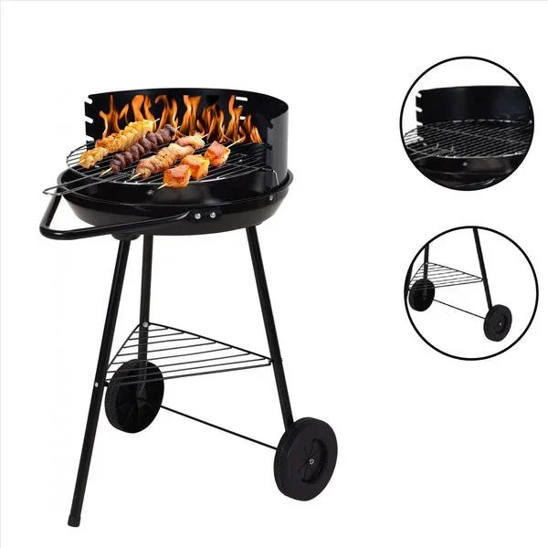 BBQ Holzkohlegrill - Grillfläche Ø 42 cm - Halb offen - Edelstahl - 2