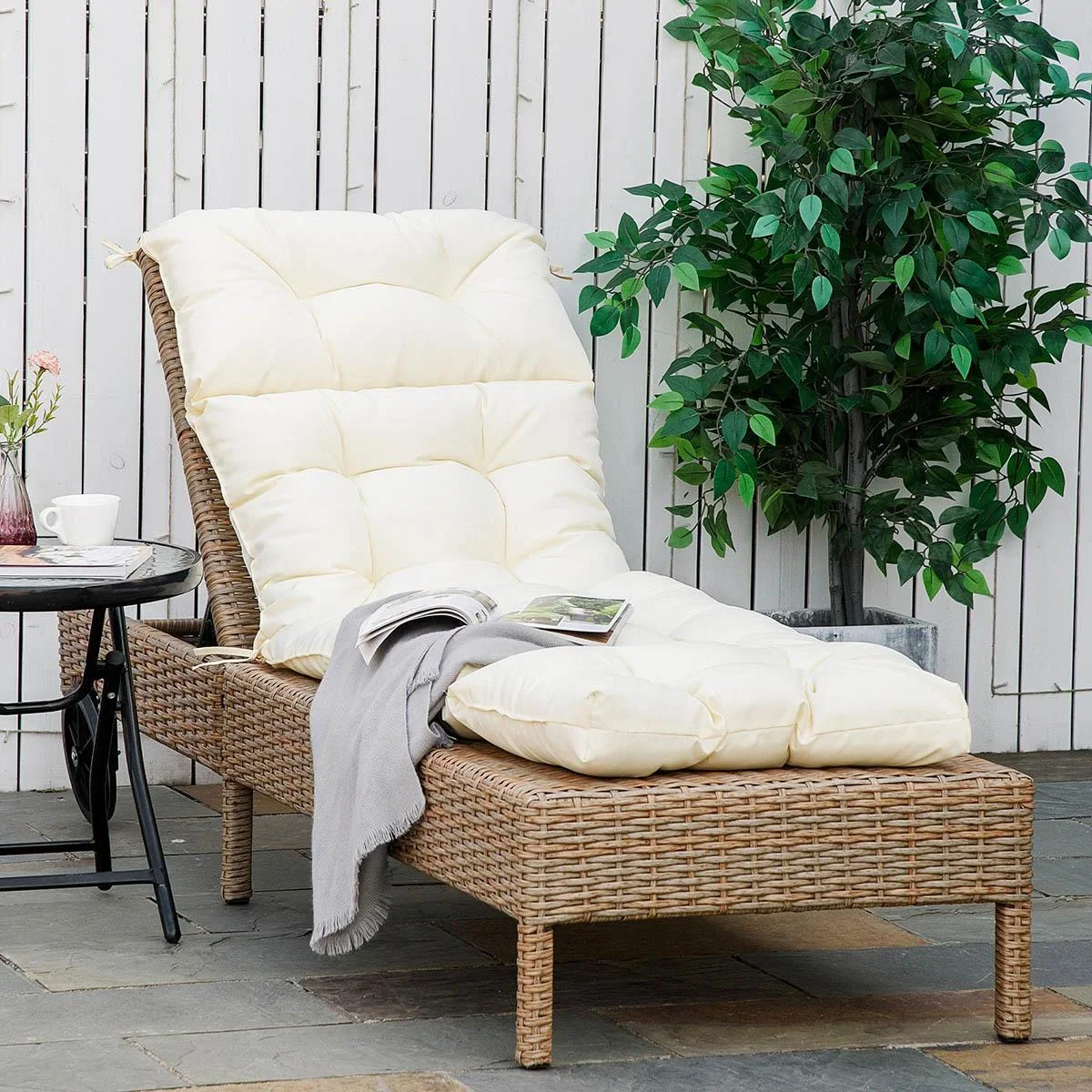 Liegekissen Polyester Creme Weiß 200 x 60 x 13 cm - 0