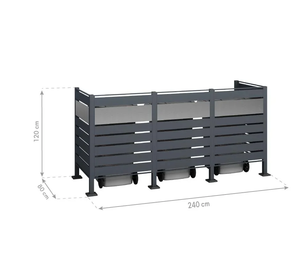 Mülltonnenverkleidung Planum 3er Box, 120 cm, anthrazit - 1