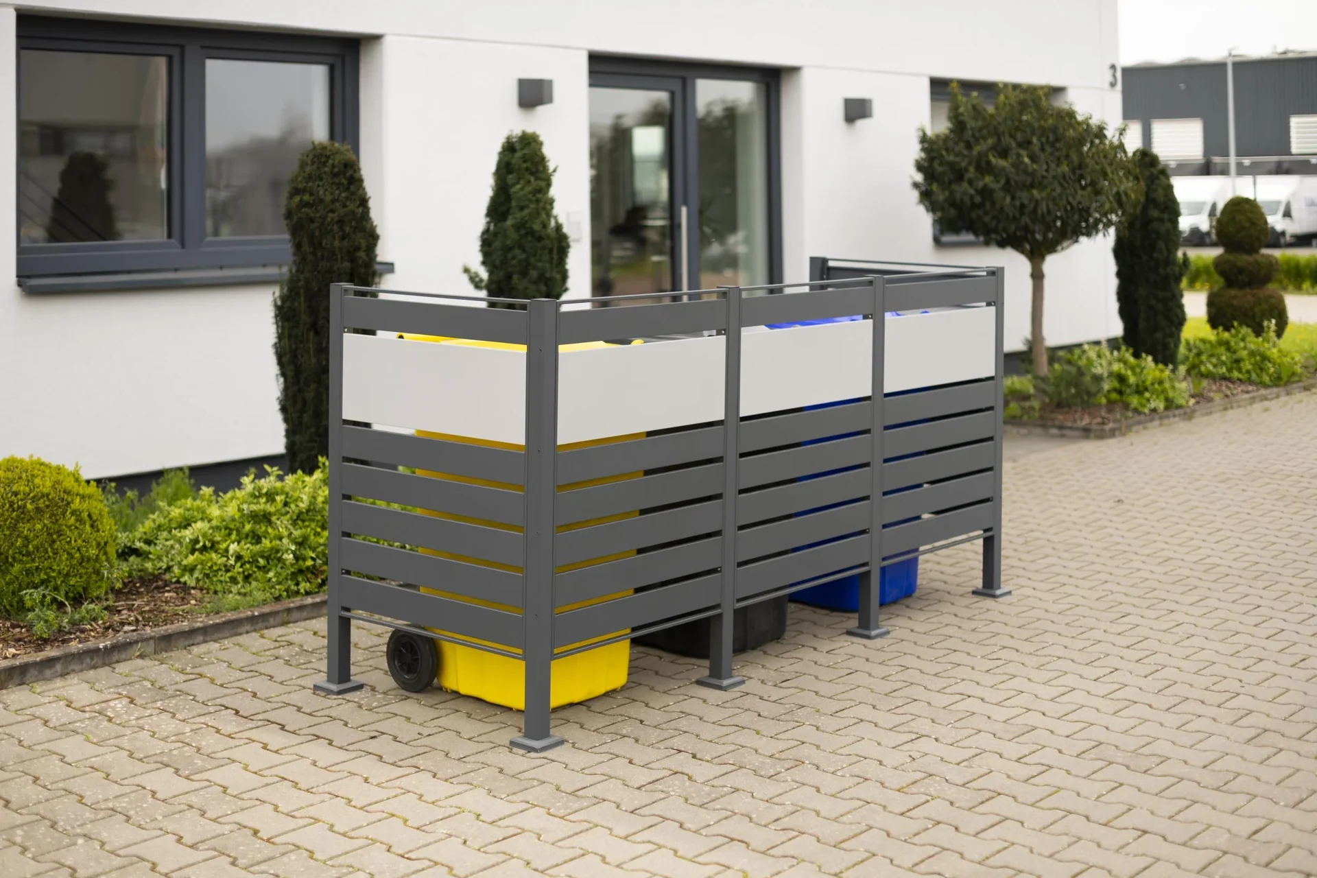 Mülltonnenverkleidung Planum 3er Box, 120 cm, anthrazit - 4