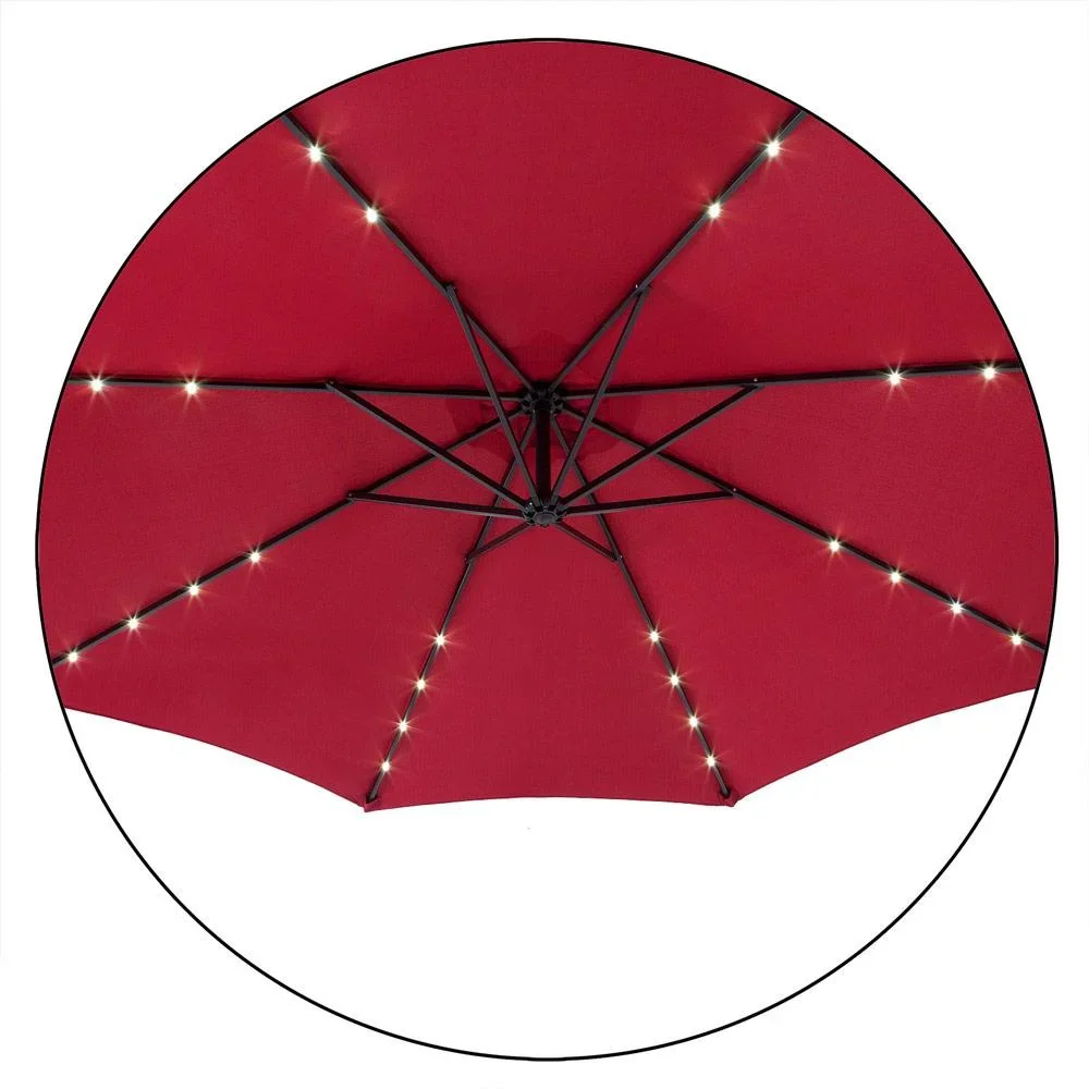 Sonnenschirm Mali mit LED-Beleuchtung schwenkbar rot - Ø 3,3m - 2