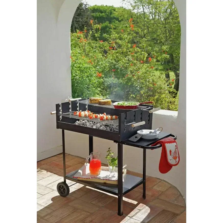 Vargan Holzkohlegrill - Grillfläche 76 x 34 cm - Grillrost höhenverstellbar - 4