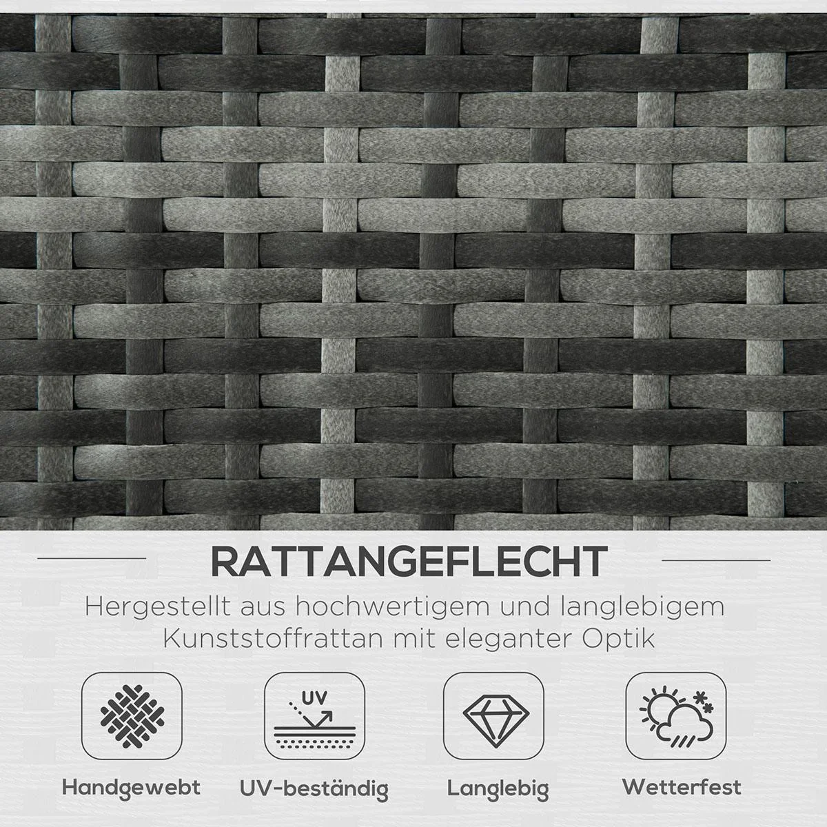 Poly Rattan Lounge Set Loungegruppe mit Sonnendach Faltdach Sitzgruppe Sonneninsel inkl. Kissen und Beistelltisch Garte - 4