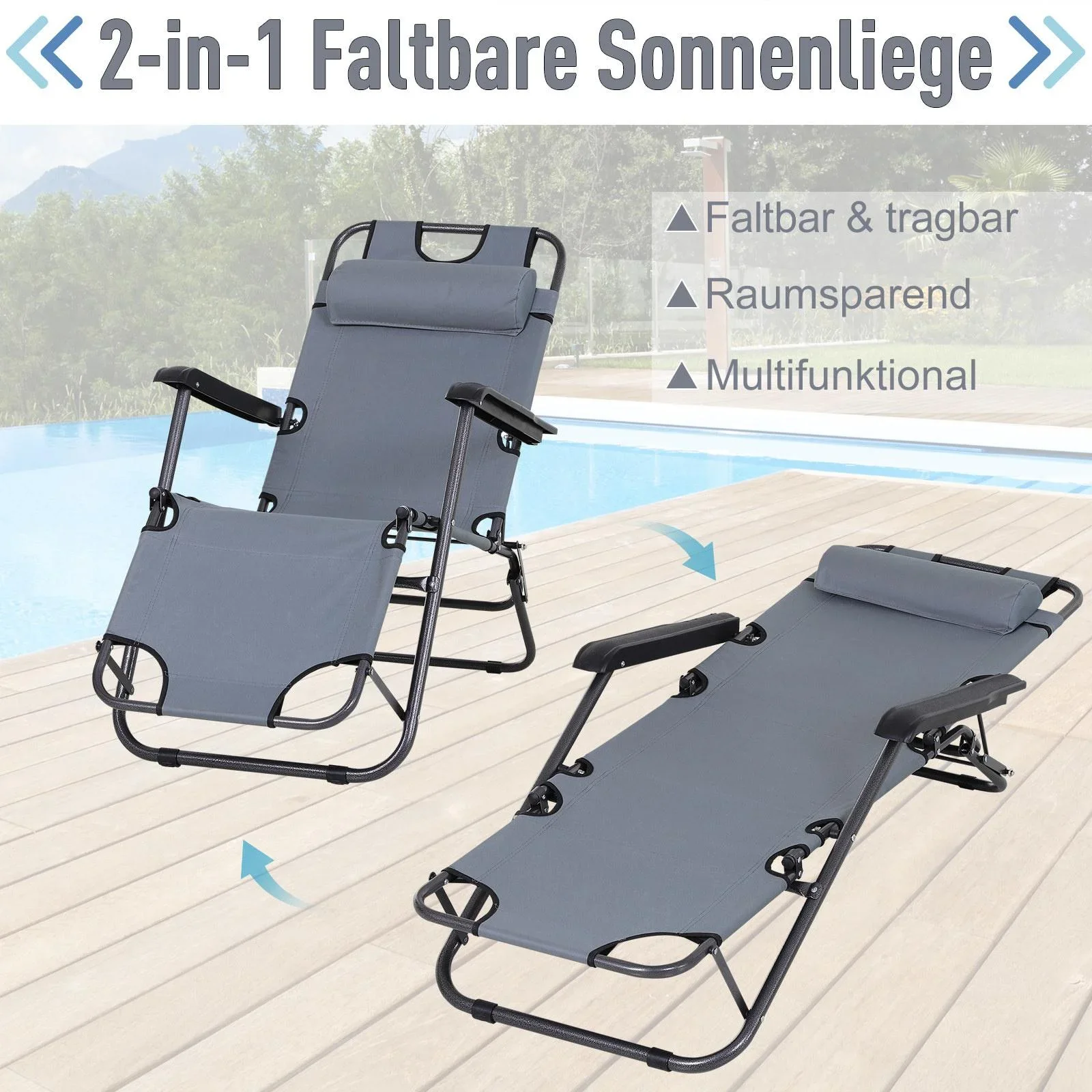Sonnenliege mit Kopfkissen - 5