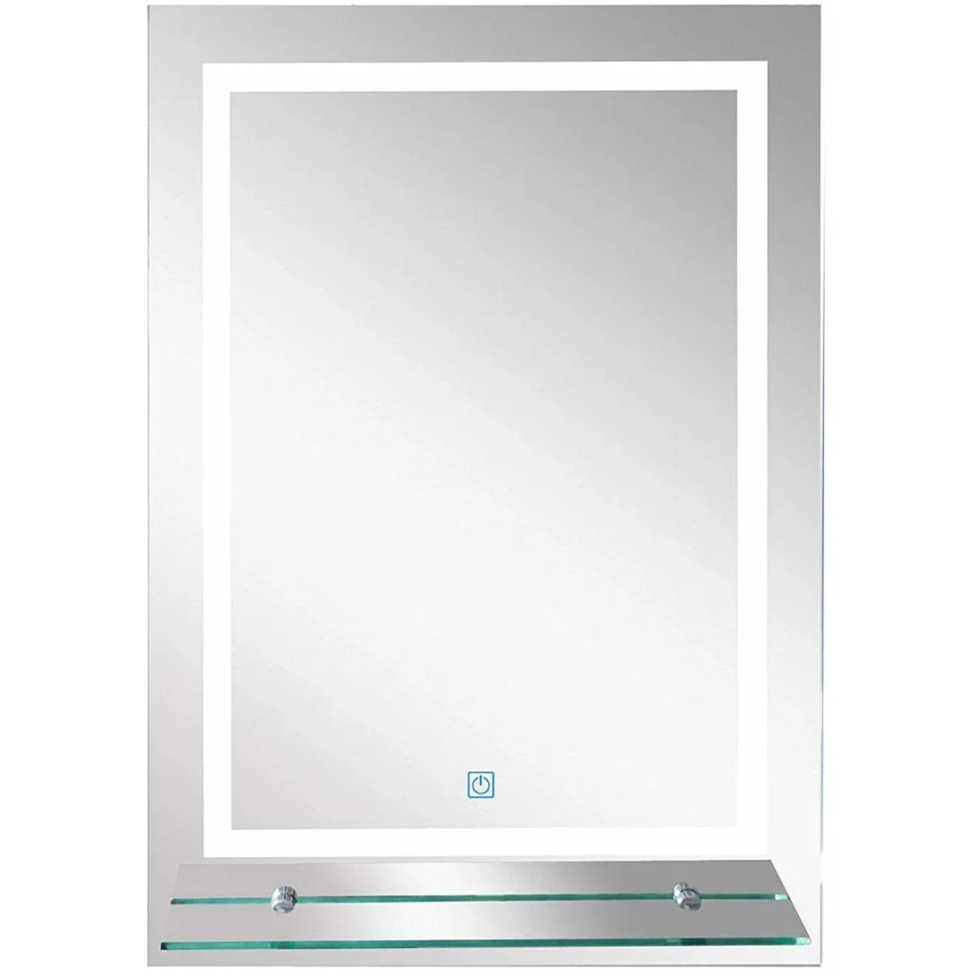 kleankin® LED Badspiegel Badezimmerspiegel Glas-Ablage 38W 70x50cm - 1