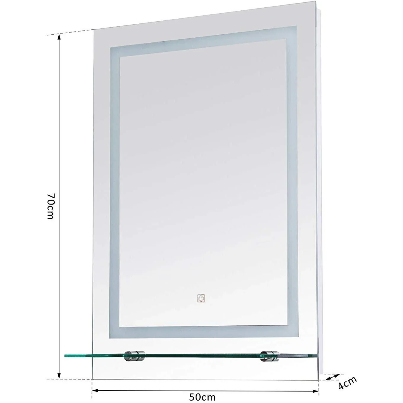 kleankin® LED Badspiegel Badezimmerspiegel Glas-Ablage 38W 70x50cm - 5