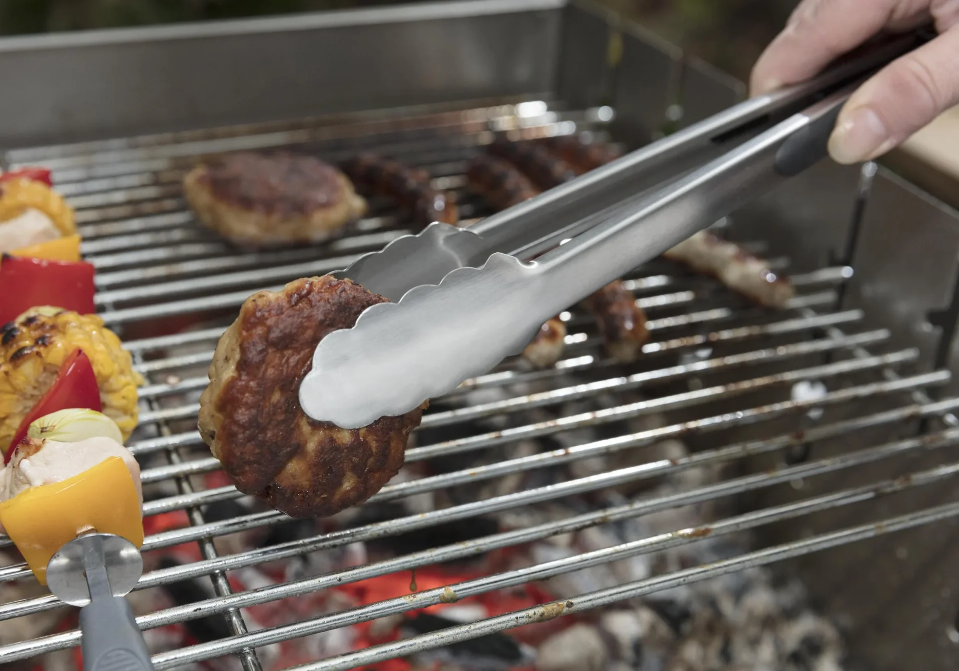 Grillzange Edelstahl, Silberfarben, 33 cm - 0