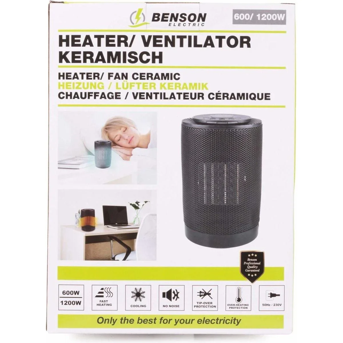 Heizgerät - Ventilator - Keramik - 600/1200 Watt - Ø 14 cm - 3
