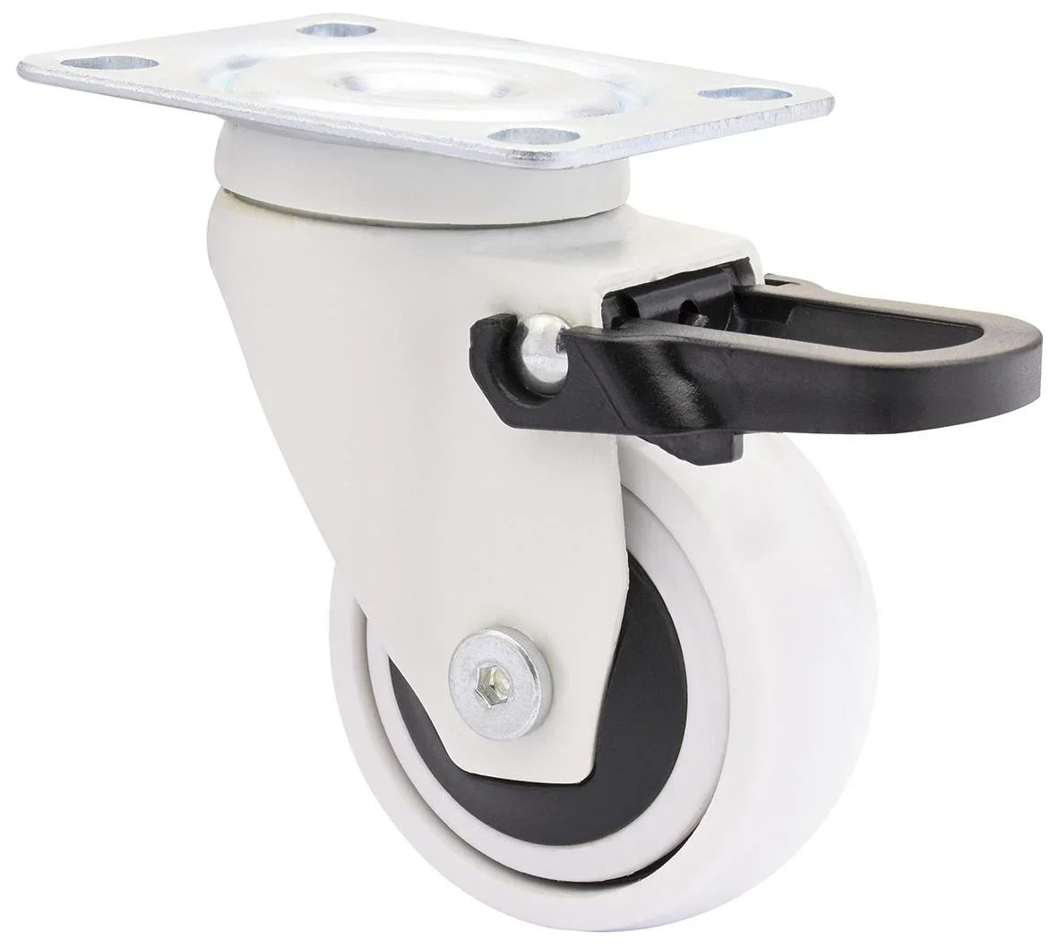 Design 3C Lenkrollen 4 teiliges Set - Ø 50 mm, soft, weiß, 2 Rollen mit & 2 ohne Feststeller, Tragkraft 50 kg / Rolle - 1