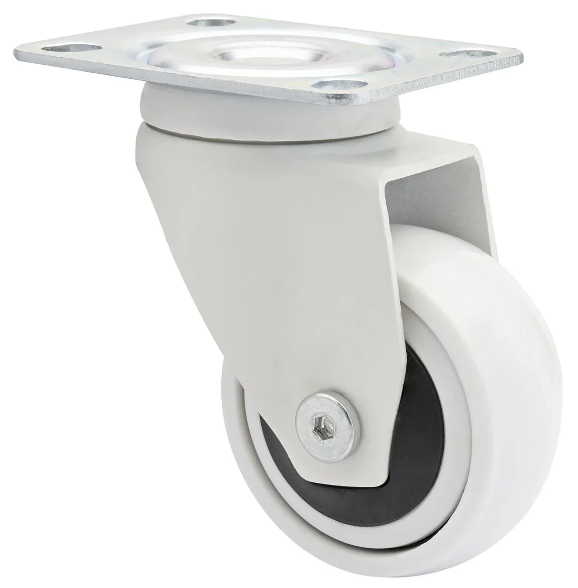 Design 3C Lenkrollen 4 teiliges Set - Ø 50 mm, soft, weiß, 2 Rollen mit & 2 ohne Feststeller, Tragkraft 50 kg / Rolle - 4