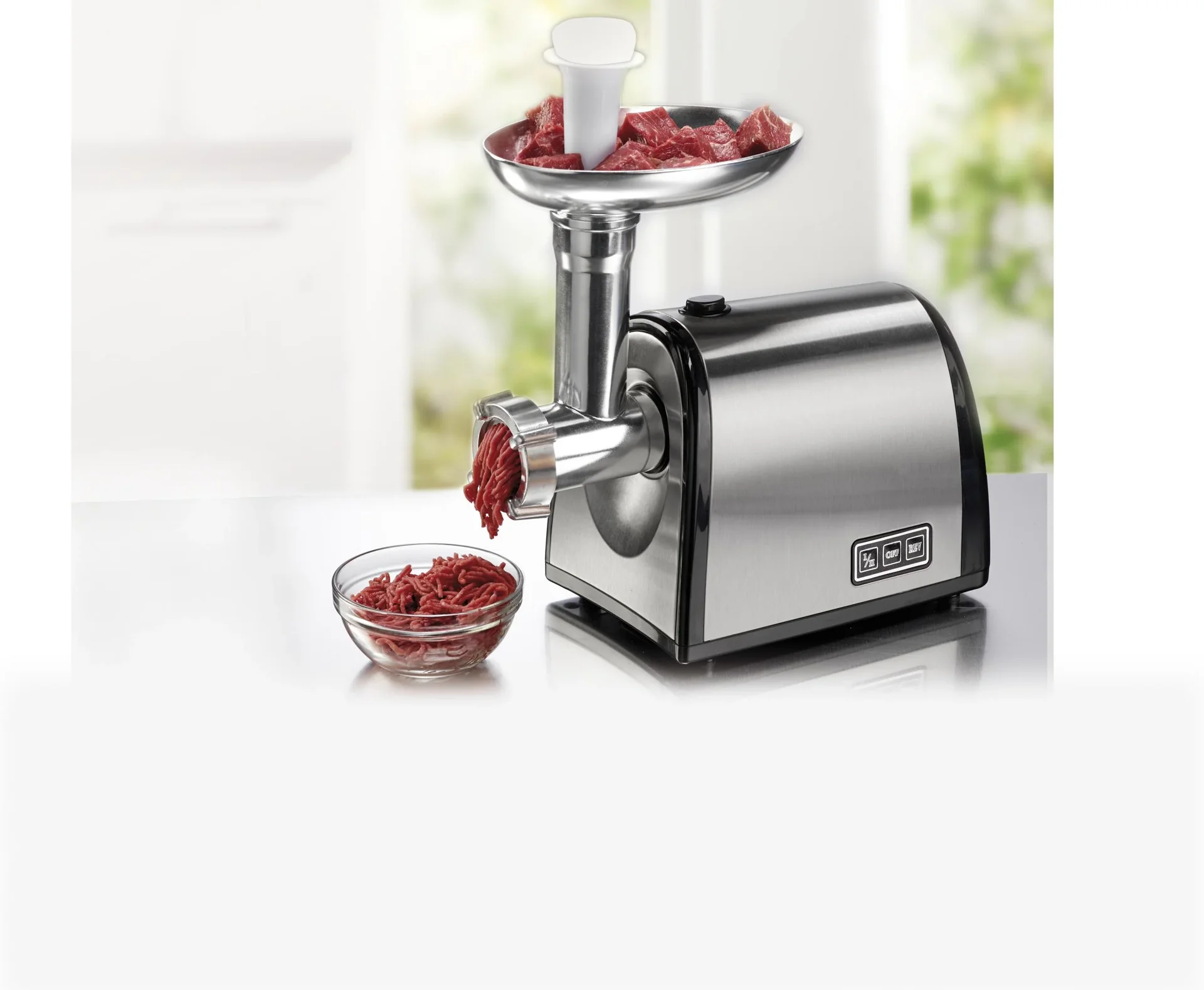 Edelstahl Fleischwolf mit Spritzgebäckvorsatz 1200 Watt - 1