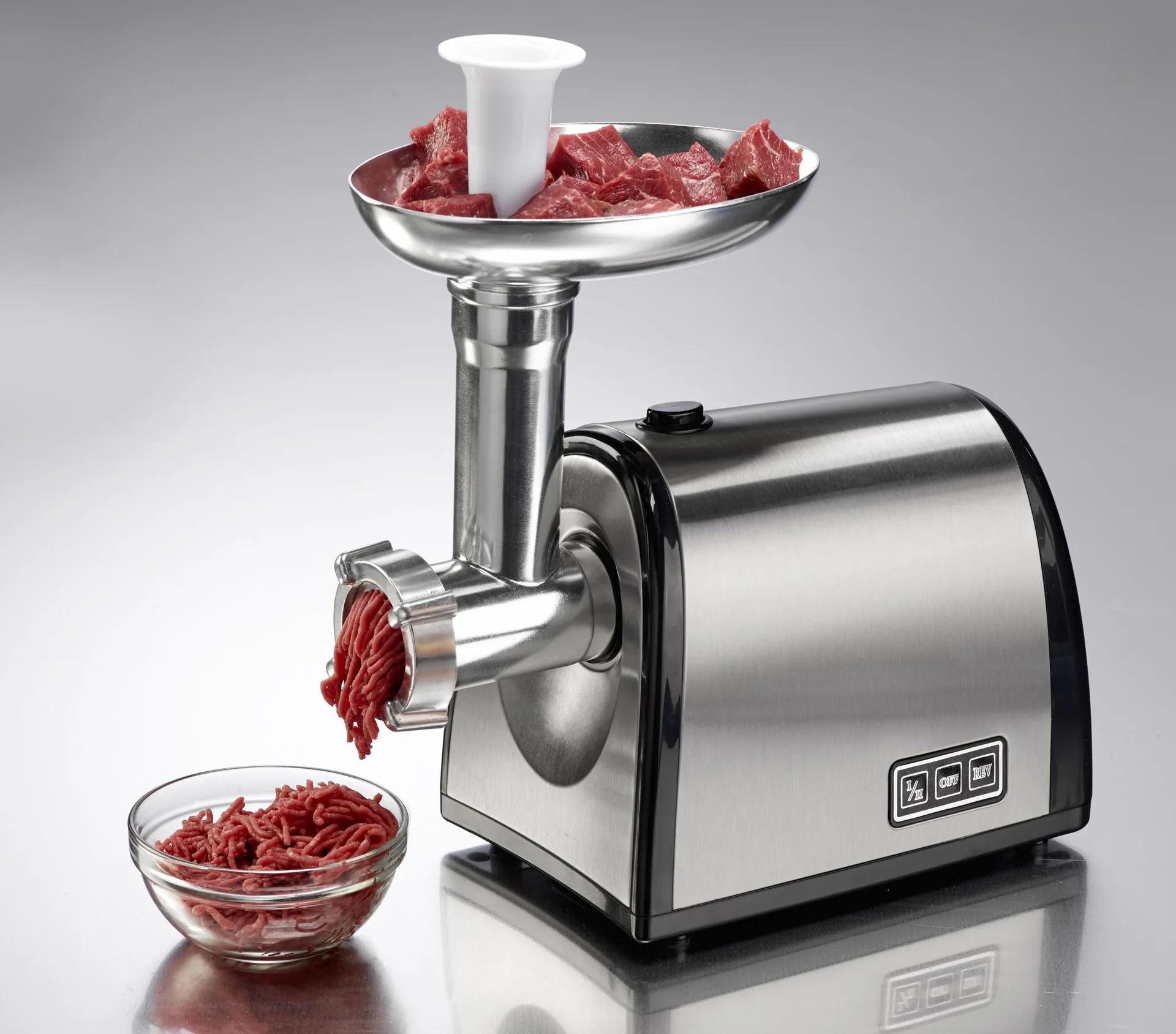 Edelstahl Fleischwolf mit Spritzgebäckvorsatz 1200 Watt - 3