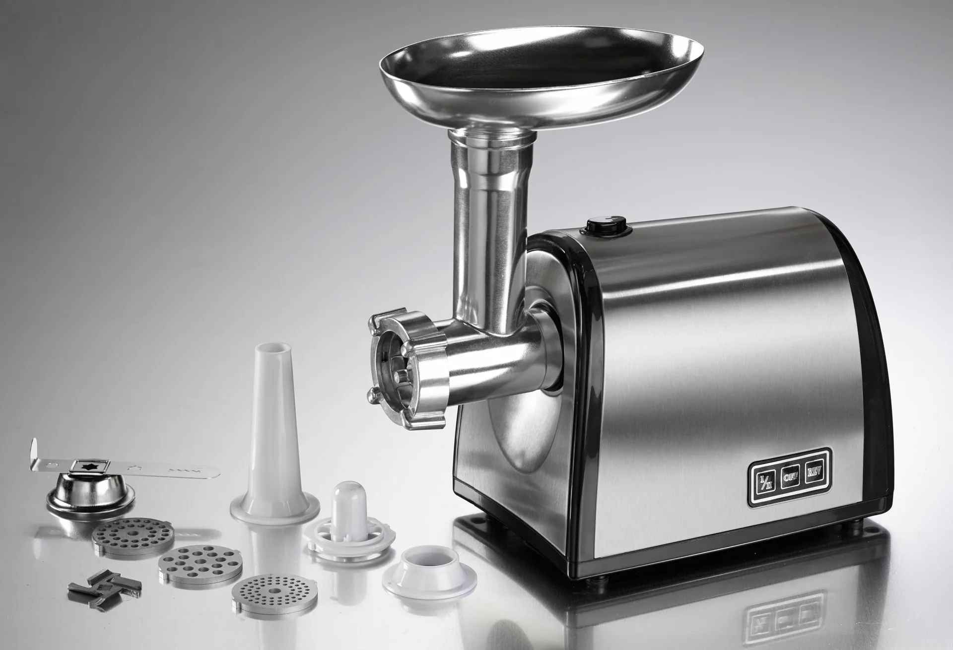 Edelstahl Fleischwolf mit Spritzgebäckvorsatz 1200 Watt - 4