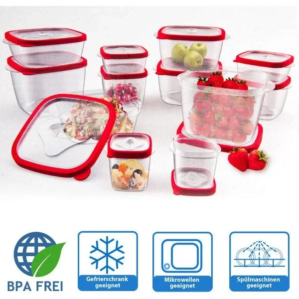 Edco Lebensmittel-Aufbewahrungsboxen 24 Stk. Rot BPA-frei - 6