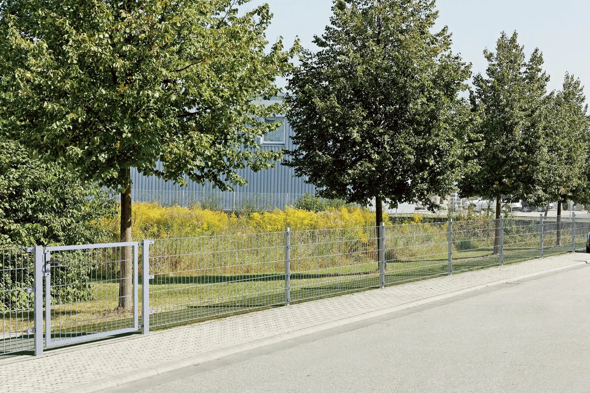 Doppelstabmattenzaun Komplettset, feuerverzinkt, Höhe 160 cm, Länge 26 m - 4