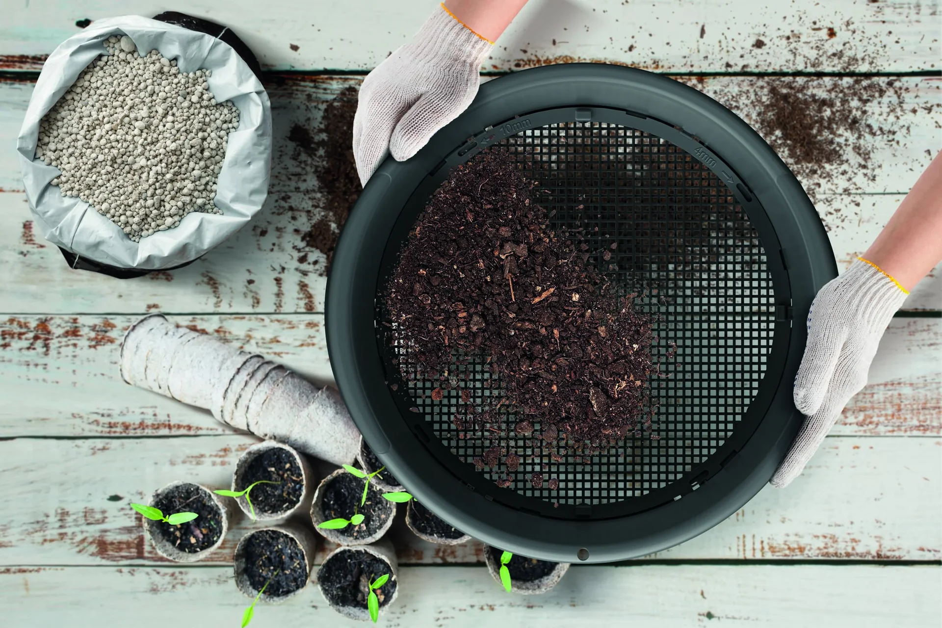 Gartensieb RESPANA, schwarz, Durchmesser 374 mm - 0