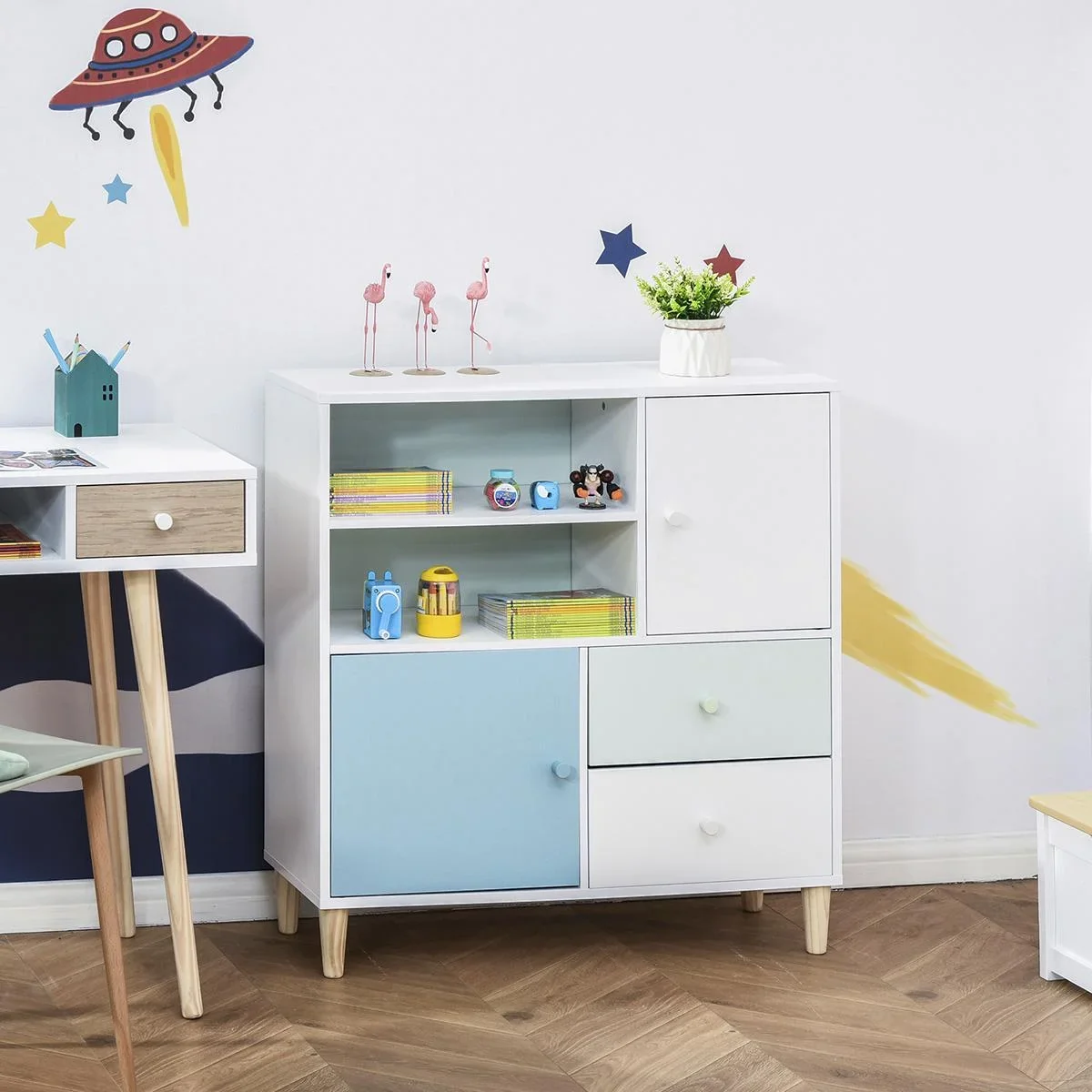 Kinder Kommode aufbewahrungsschrank kinder Bücherschrank für 3+ Jahre Kinder Bücherregal mit Schublade Buch Magazin Kind - 1