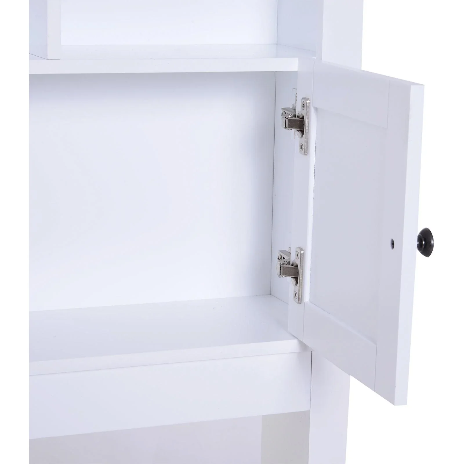 Badschrank Hochschrank Badmöbel Wandschrank Mehrzweckschrank 6 x Fach Holz Weiß 60 x 19,6 x 170,5 cm - 1