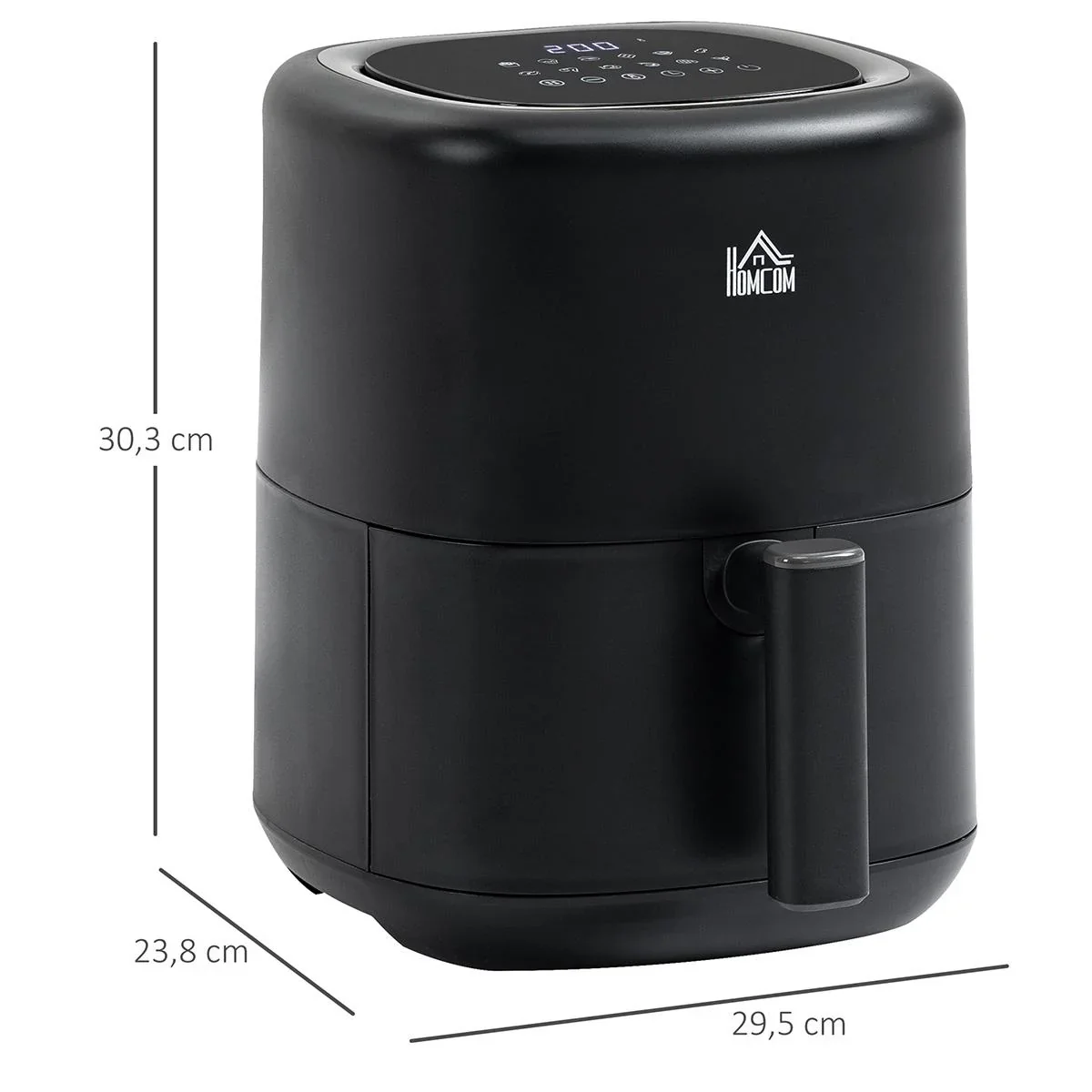 Heißluftfritteuse 3 L 1300W mit 12 Menüs LED-Display Antihaftbeschichteter Korb Schwarz 29,5 x 23,8 x 30,3 cm - 3