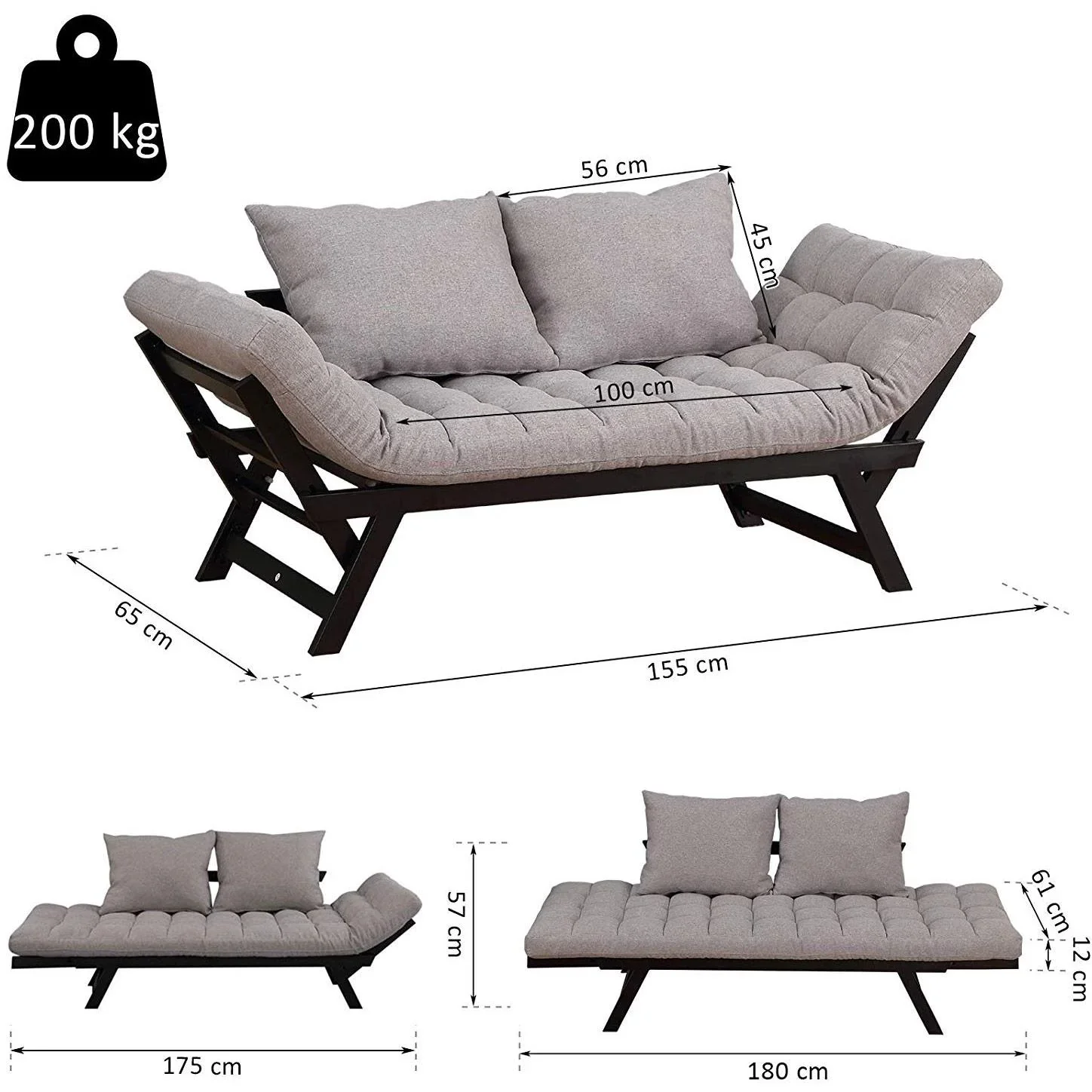 Klappsofa im 3-in-1-Design - 5
