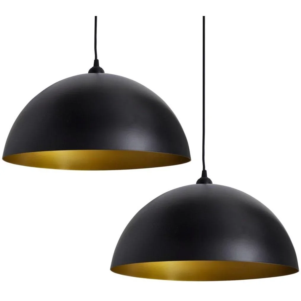 Deckenleuchten 2 Stück höhenverstellbar halbkugelförmig schwarz - 1