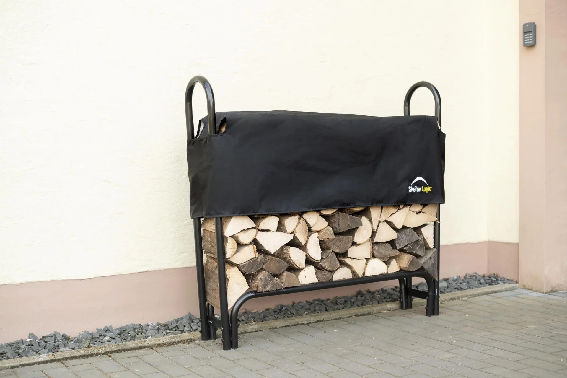 Kaminholz Kaminholzregal 126x25x118 cm Schwarz - 6