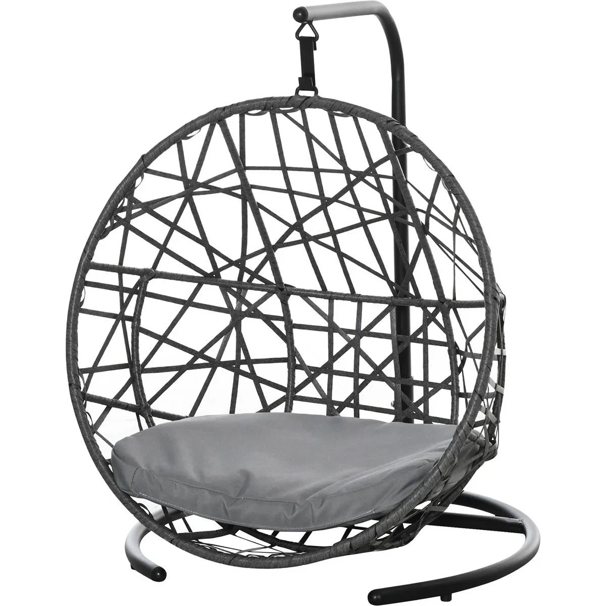Rattan-Hängematte für Hunde, Grau+Schwarz 60 x 53 x 76 cm - 2