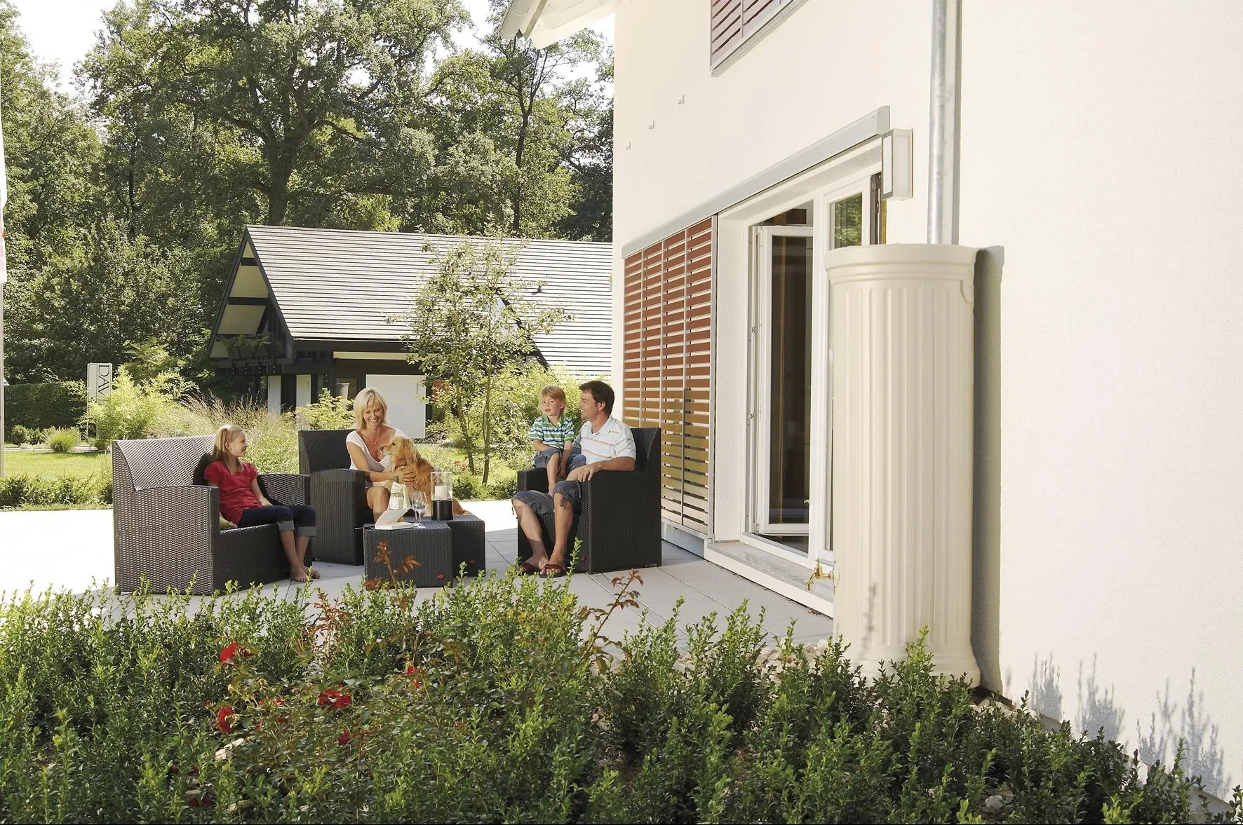 Säulentank / Regentonne "CLASSIC line", Sandbeige, 500 Liter. - 0