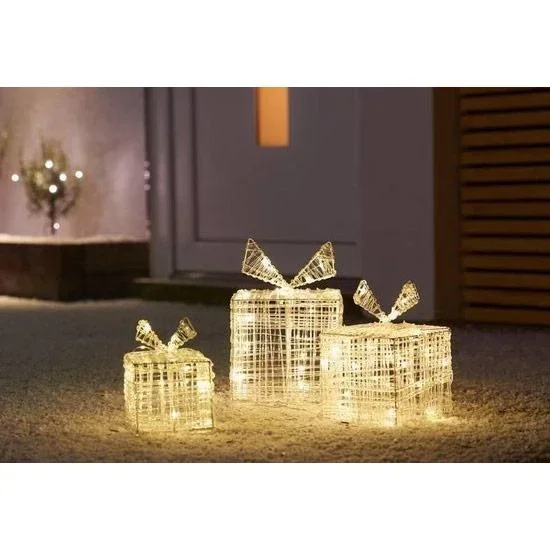 2 beleuchtete Geschenkboxen 20 cm hoch - 40 LED - 2