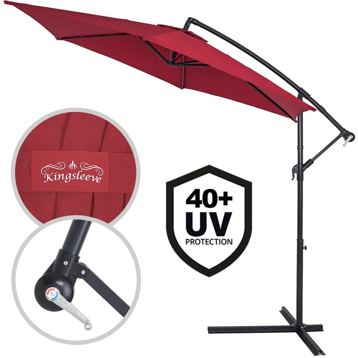 Sonnenschirm Aluminium Ø 300cm rot mit UV-Schutz 40+ - 0