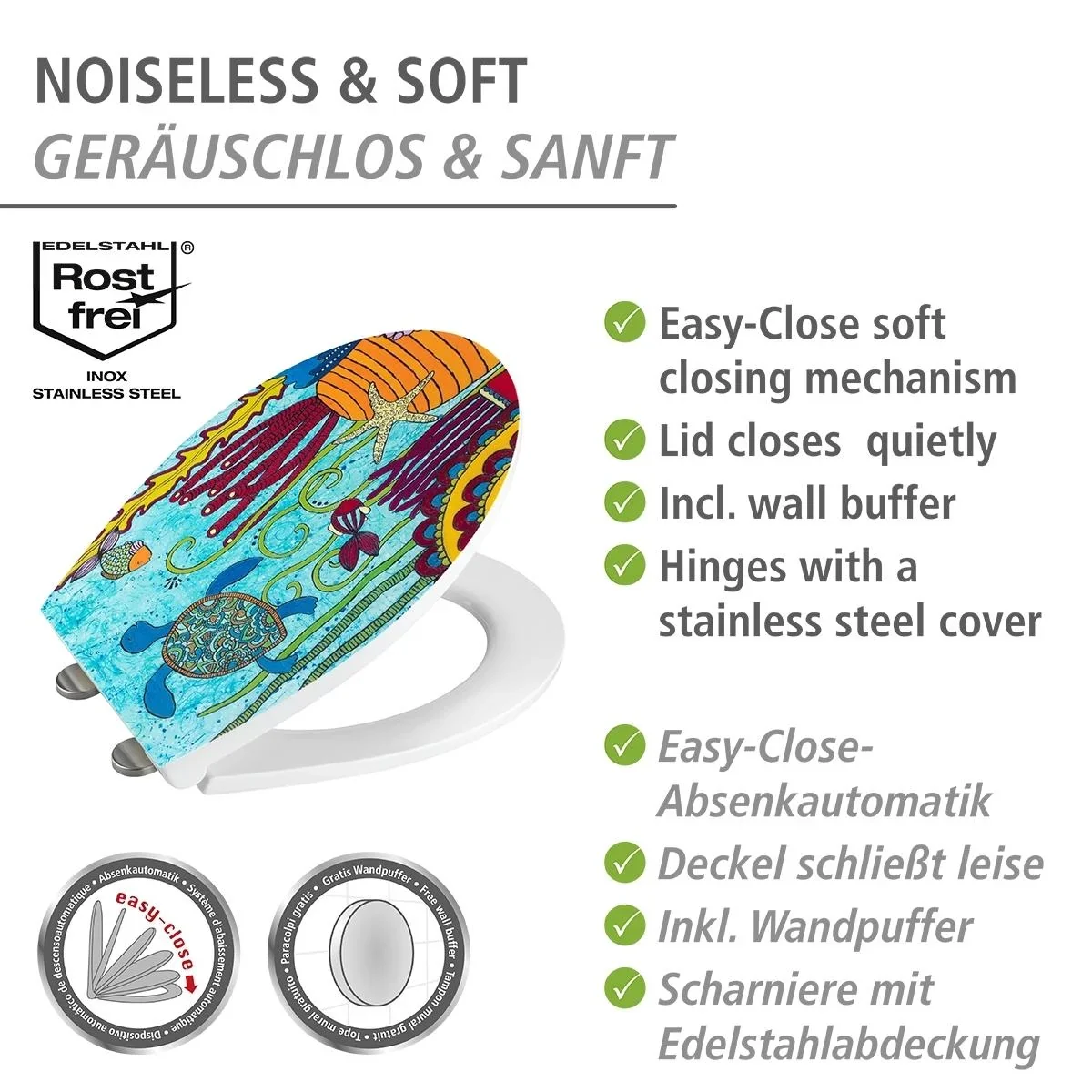 WC-Sitz Under Water, Rollin'Art Toilettensitz mit Relief Oberfläche und Absenkautomatik - 1