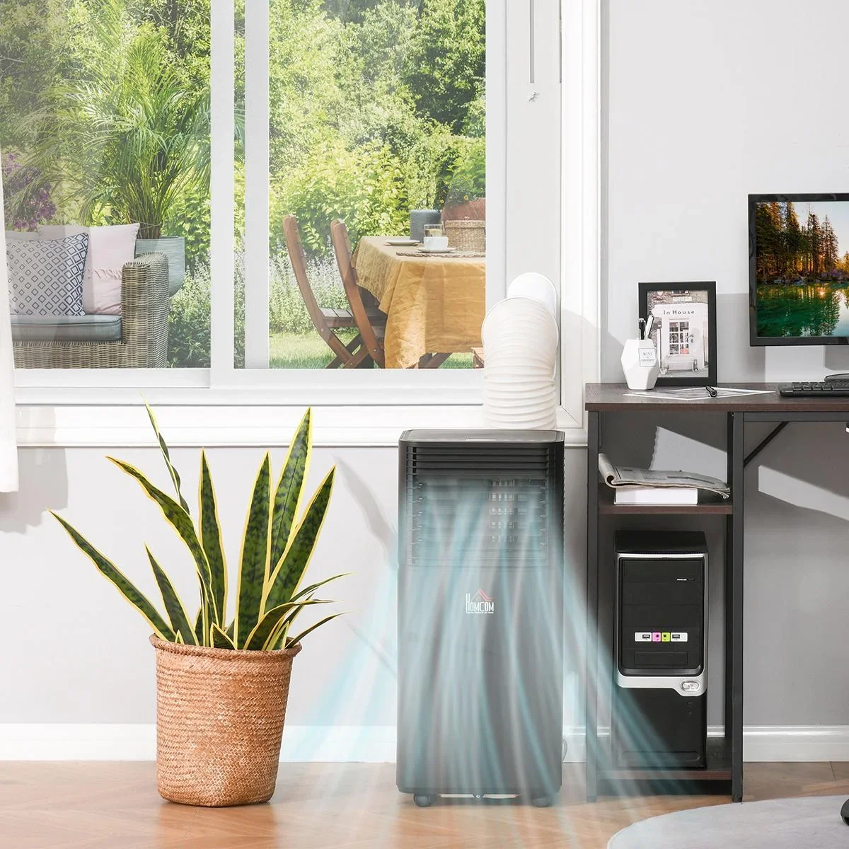 Mobiles 4-in-1 Klimagerät 24-Stunden-Timer 2 Geschwindigkeitsstufen 860W LED-Display ABS schwarz 30,5 x 32,5 x 68 cm - 3