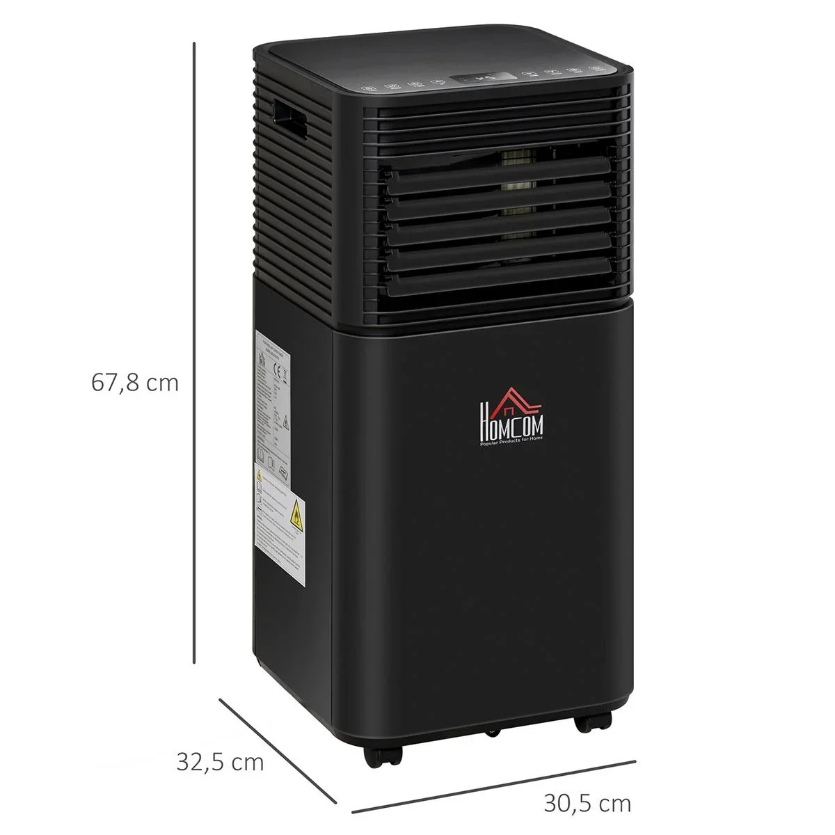 Mobiles 4-in-1 Klimagerät 24-Stunden-Timer 2 Geschwindigkeitsstufen 860W LED-Display ABS schwarz 30,5 x 32,5 x 68 cm - 4