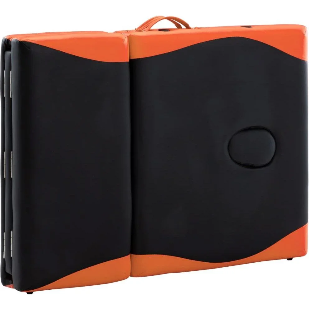 Massagetisch klappbar 4 Zonen Holz schwarz und orange - 6