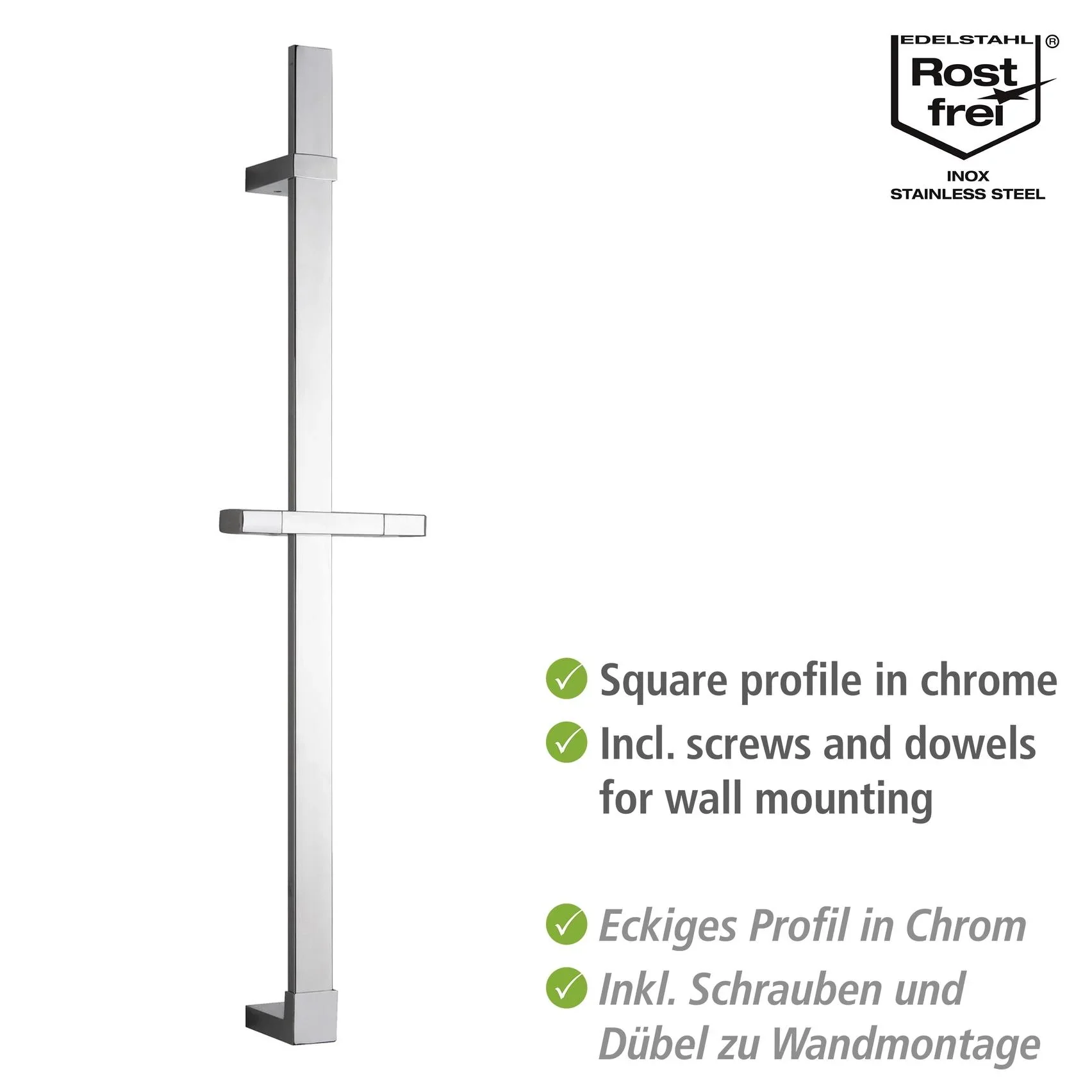 Duschstange Design Chrom, 68 cm - 0