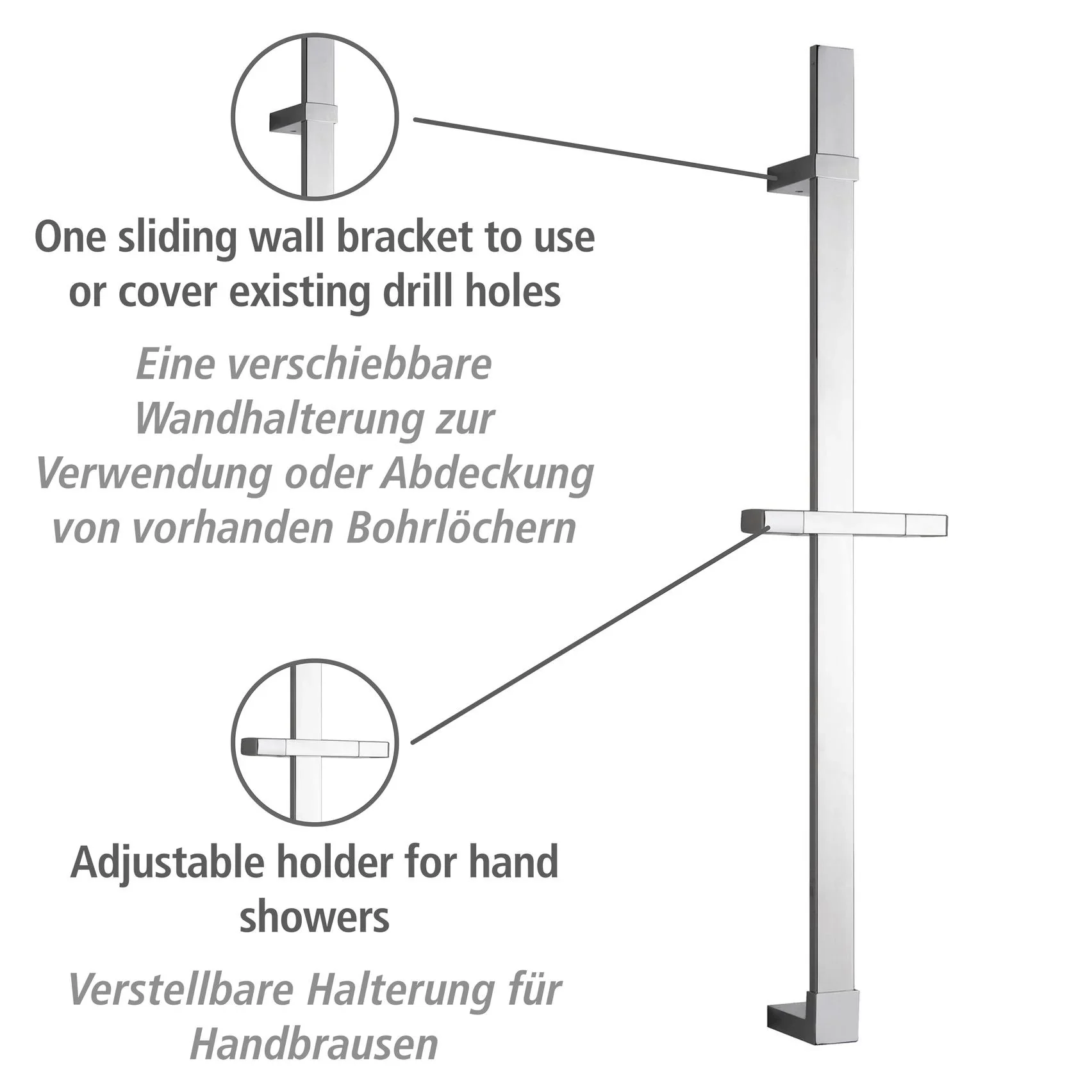 Duschstange Design Chrom, 68 cm - 2
